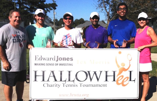 Cindy and Tex Morris pictured (l-r) with 3.5 Men's Champions Kyle Jackson / Liem Nguyen and Finalists Jesil James Dsilva / Sriram Suresh